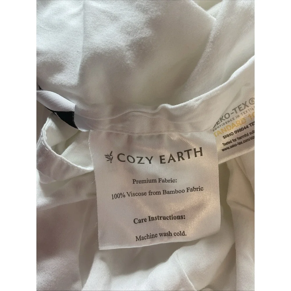 Cozy Earth King Size Flat Sheet only WHITE 100% Viscose From Bamboo Preowned